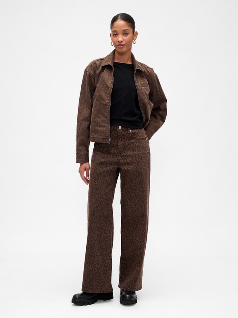Gap High Rise Print Wide-Leg Jeans